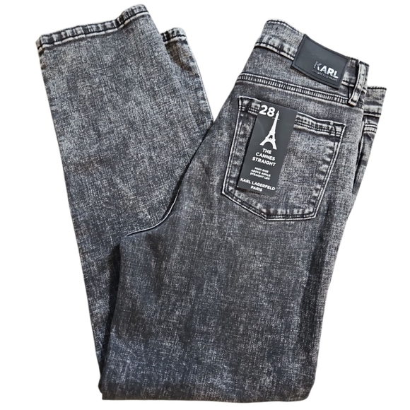 NWT Karl Lagerfeld Jeans Straight Leg Rhinestone Distressed sz 6 - Picture 12 of 15